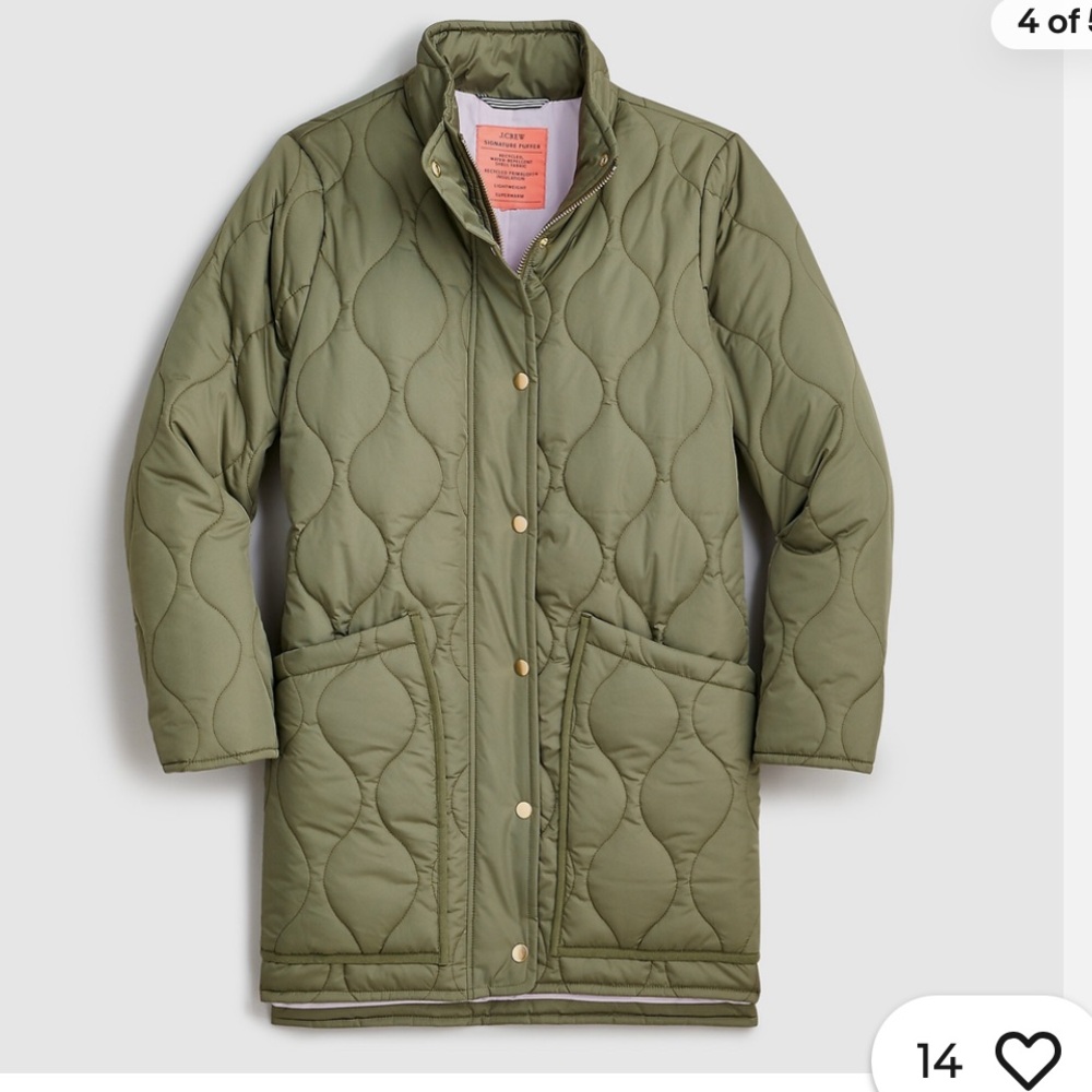 J.Crew Quilted cocoon puffer coat with PrimaLoft